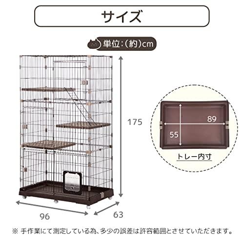 RAKU 猫 ケージ キャスター付 ワイド扉 大型猫 組立簡単 工具不要 幅約96×奥行約63cm 折りたたみ 猫ハウス 多頭飼 ベッドや玩具なども置けるので