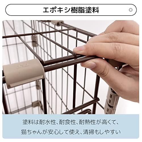 RAKU 猫 ケージ キャスター付 ワイド扉 大型猫 組立簡単 工具不要 幅約96×奥行約63cm 折りたたみ 猫ハウス 多頭飼 工具不要