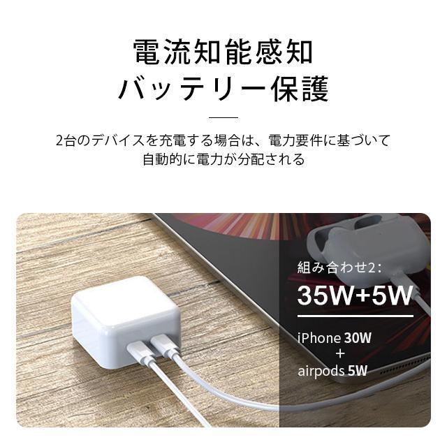 ACアダプター PSE認証済 PD対応 35W USB-C 折り畳み式 2ポート 急速充電 PD充電器 コンセントタイプC 旅行に最適 OK 出力自動判別iPhone/iPad/Android｜enmastore｜16