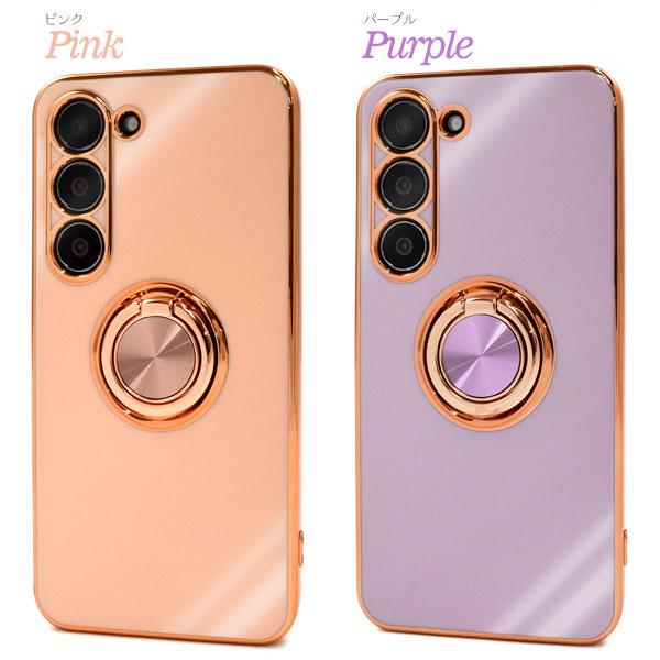 Galaxy s23 SC-51D SCG19 スマホリング付 大人可愛い メタル調 ソフト