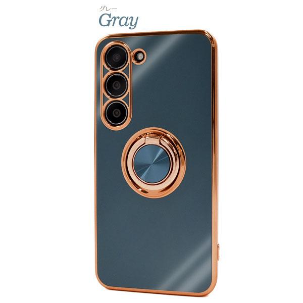 Galaxy s23 SC-51D SCG19 スマホリング付 大人可愛い メタル調 ソフト
