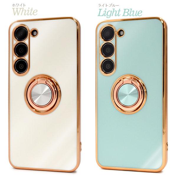 Galaxy s23 SC-51D SCG19 スマホリング付 大人可愛い メタル調 ソフト