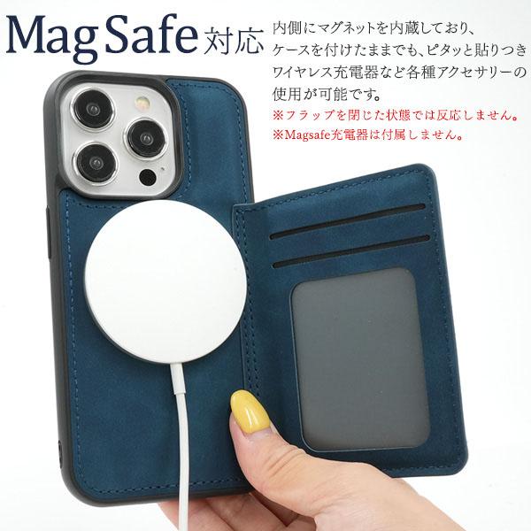 iPhone 15 pro 用 MagSafe 対応 PU レザー カード入付 背面 ケース