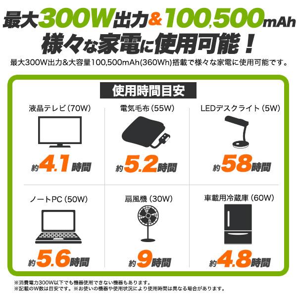 領収書発行可 100500mAh 360Wh バッテリー ポータブル 電源 300w 車中泊 バッテリー アウトドア キャンプ ステーション パワー rv 小型 軽量 大容量 おすすめ｜enmo-do｜06