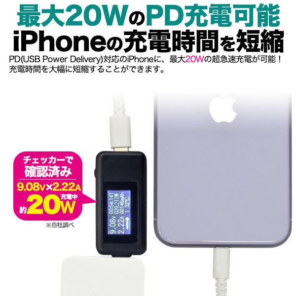 PD 充電 対応 Type-C to Lightning ケーブル ＋ USB-AC アダプタ