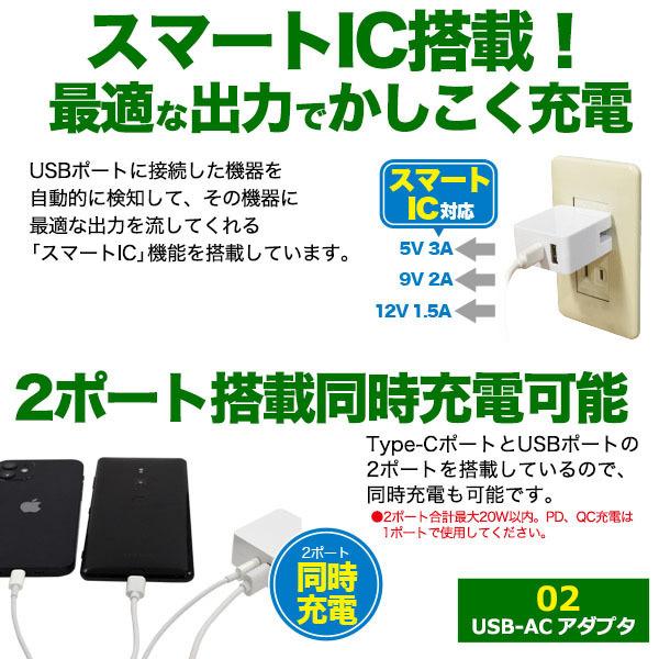 PD 充電 対応 Type-C to Lightning ケーブル ＋ USB-AC アダプタ