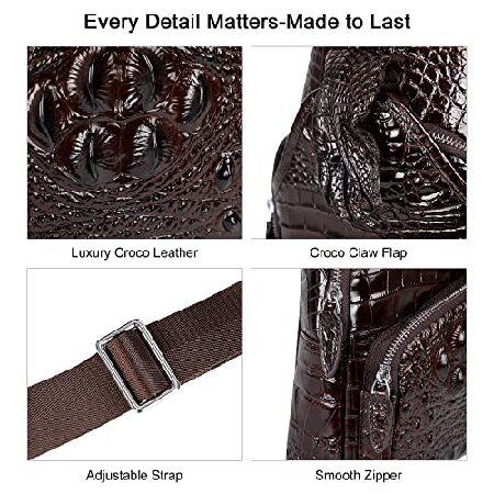 PIJUSHI Crocodile Leather Sling Bag for Men Crossbody Chest Daypack Bag(PE004 Coffee)｜eno｜06