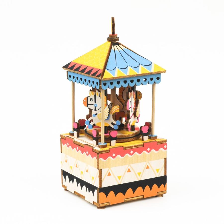 メリーゴーランド オルゴール DIY木製パズルキット オルゴール】メリーゴーランド（カラー