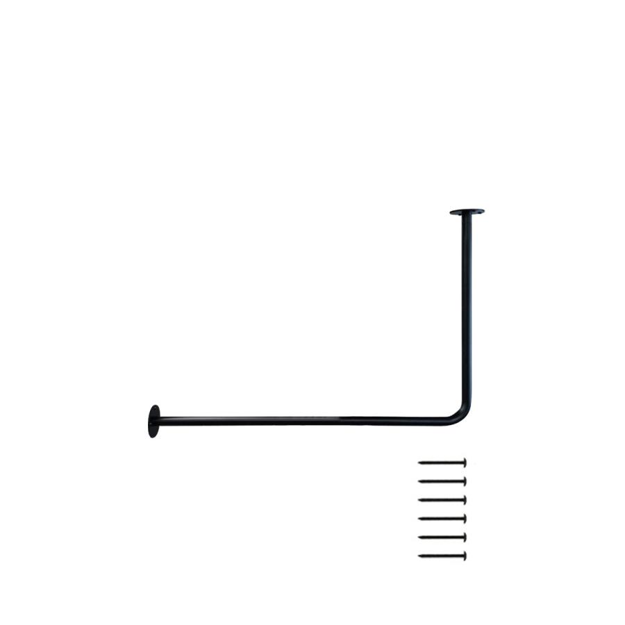 アイアンバー 物干し 90cm L字 天井 ハンガーバー ハンガーパイプ 黒