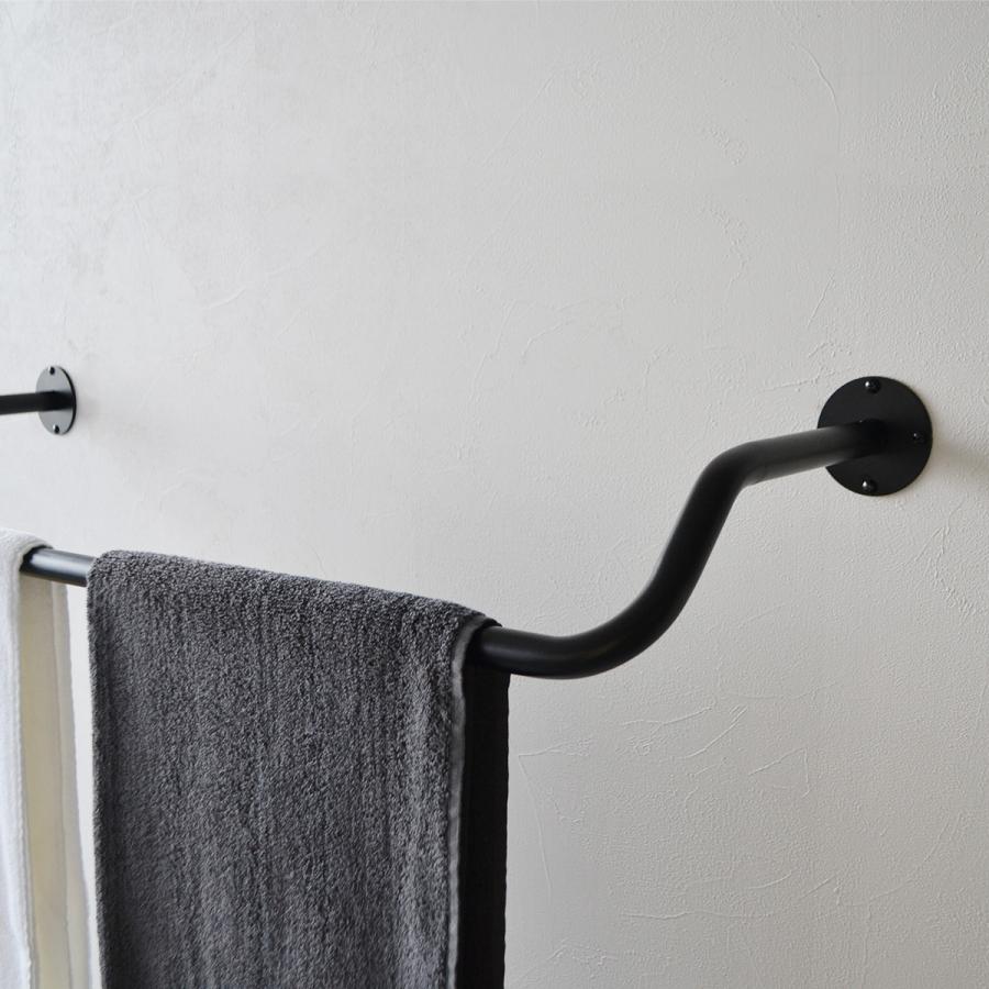 アイアンバー 物干し 90cm 壁付け くの字型 ハンガーバー ハンガー