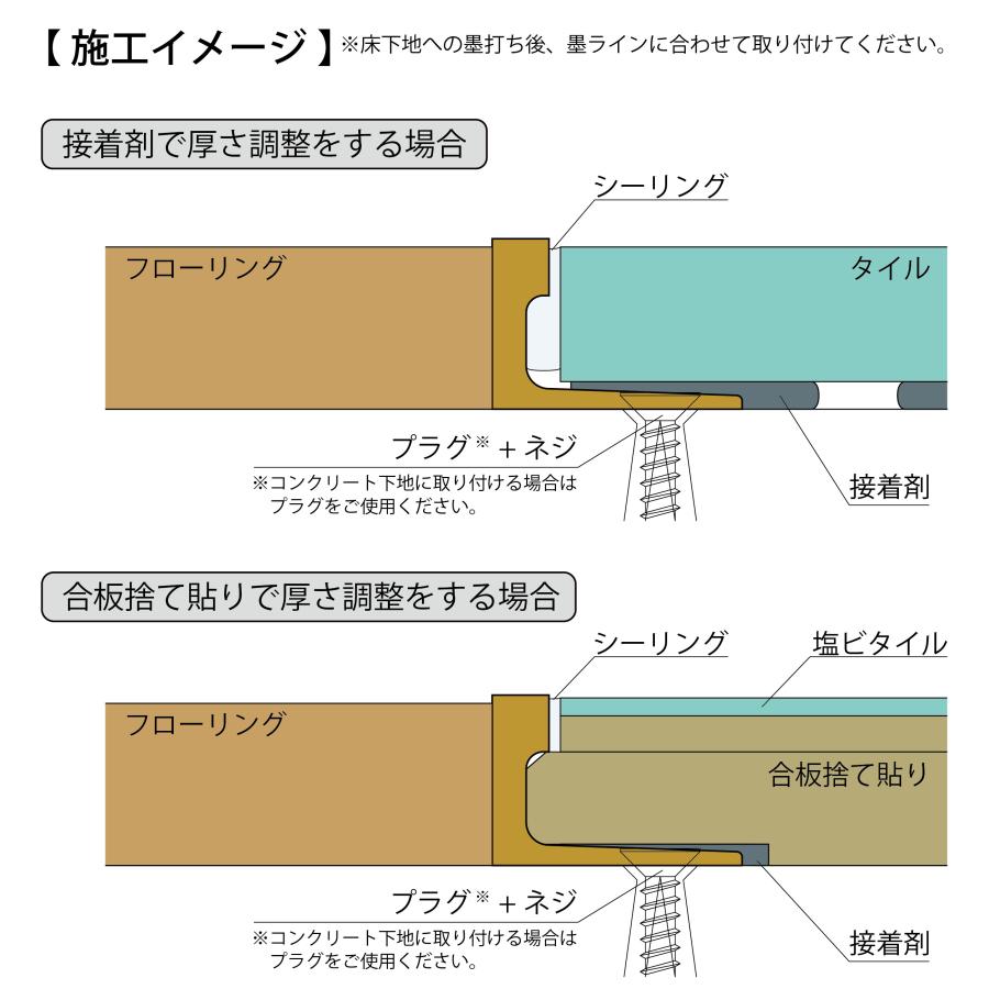 床見切り材 真鍮 12×5-2000 J型 メーカー直送 現場入不可 納期4〜7営業日後発送(メーカー欠品の場合2週間) 20-6512B_5