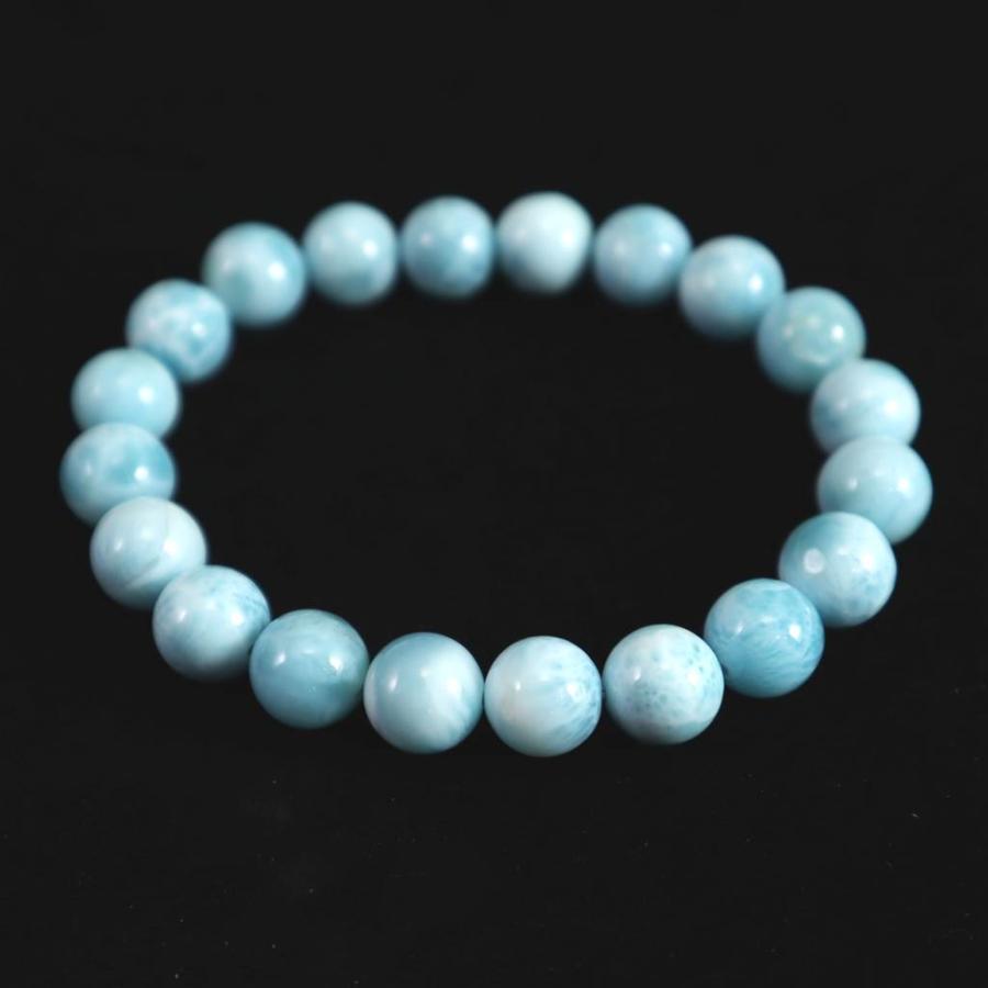 ラリマー 9.5mm玉ブレスレット 3A+グレード 27.03g 【榎本通商10946