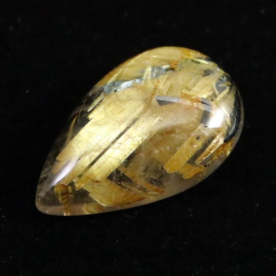 ゴールド タイチンルチル クォーツ 22.5mm ペアシェイプ ルース