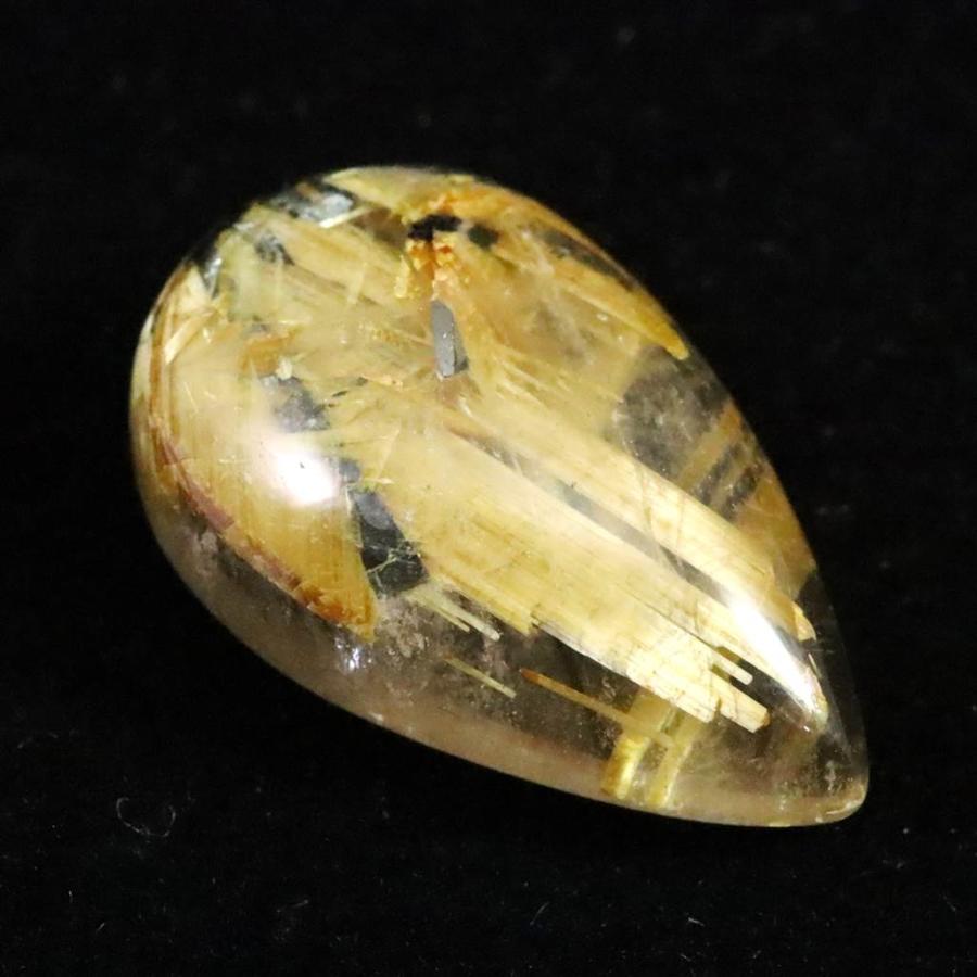 ゴールド タイチンルチル クォーツ 22.5mm ペアシェイプ ルース 16.7ct