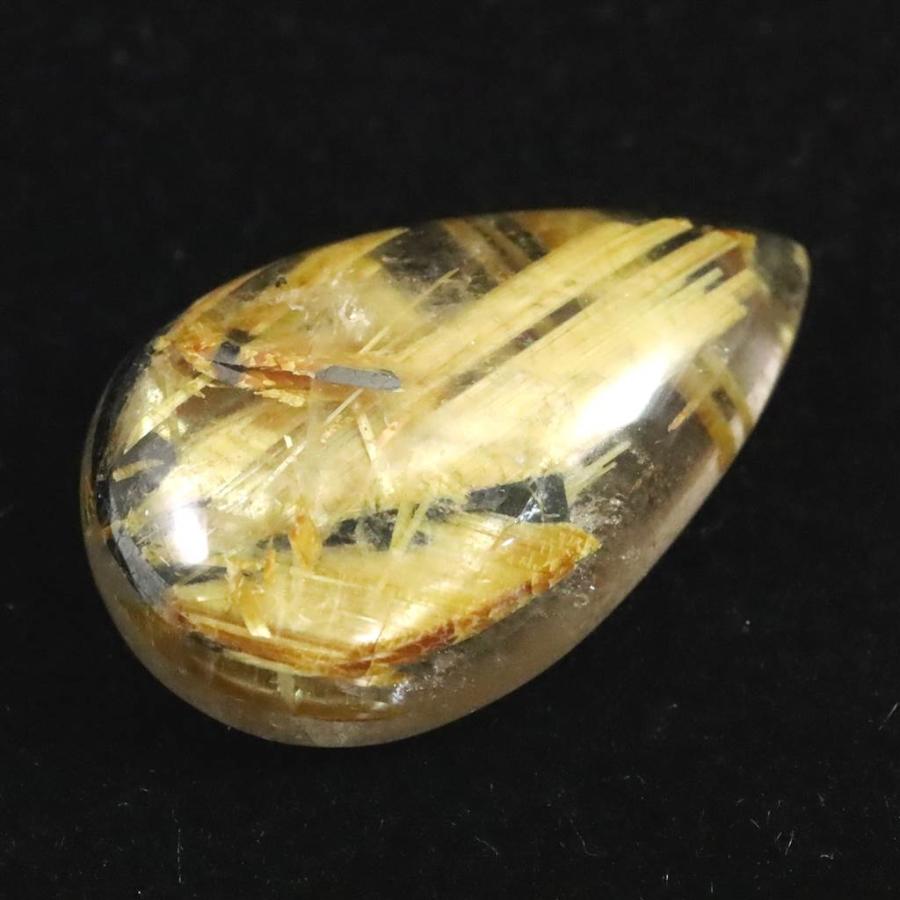 ゴールド タイチンルチル クォーツ 22.5mm ペアシェイプ ルース 16.7ct