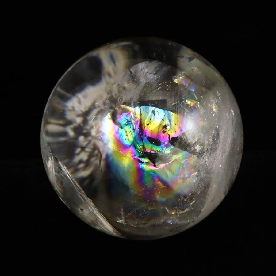 ブラジル産 天然水晶 70mmスフィア 丸玉 レインボー アイリスクォーツ