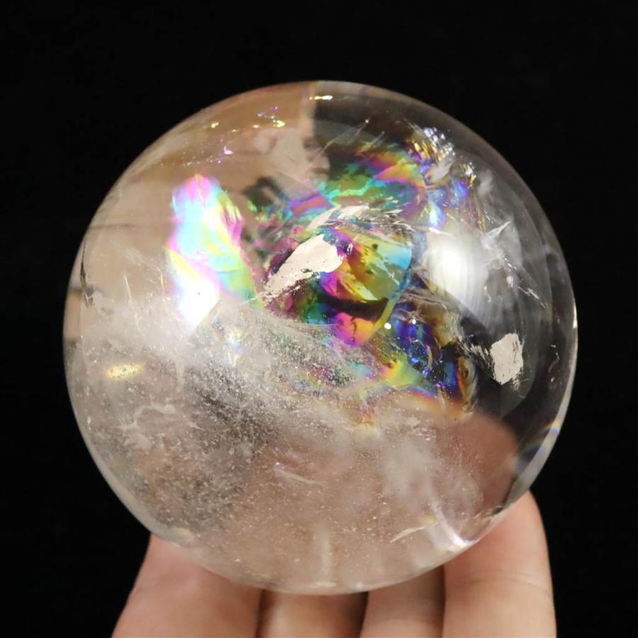 ブラジル産 天然水晶 70mmスフィア 丸玉 レインボー アイリスクォーツ