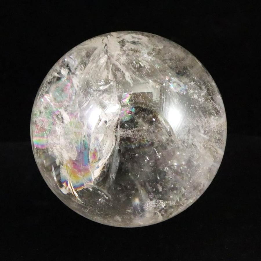 ブラジル産 天然水晶 74mmスフィア 丸玉 レインボー アイリスクォーツ