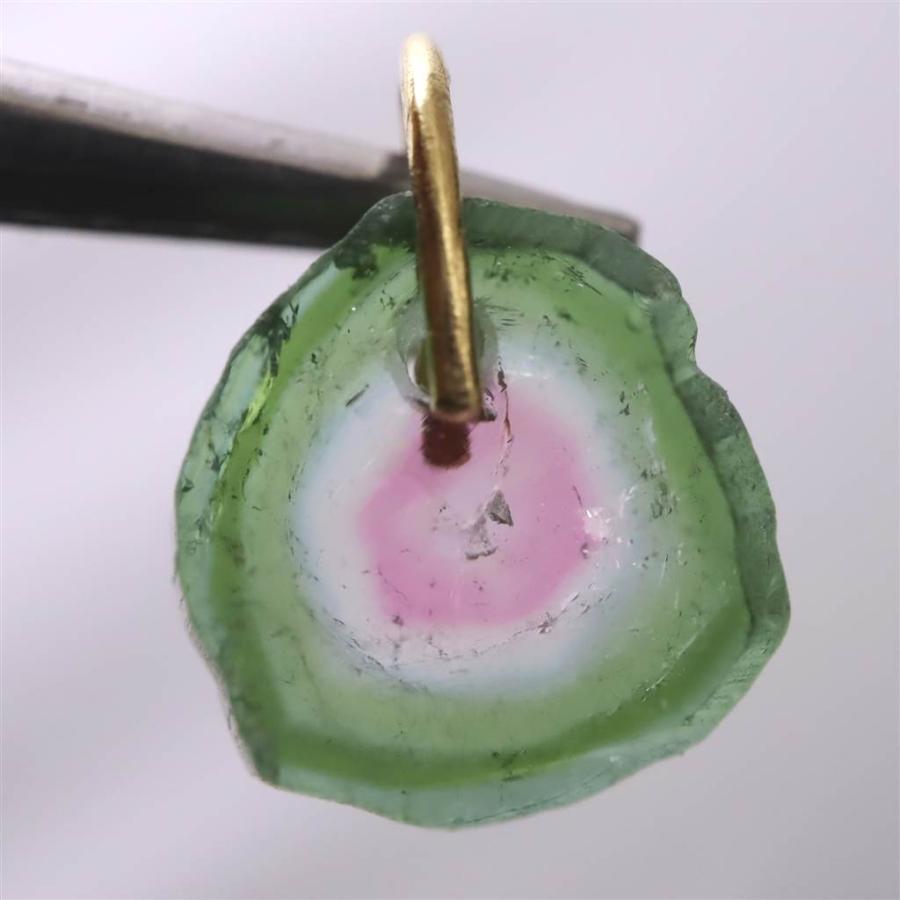 ウォーターメロントルマリン ペンダントトップ K18YG 0.73g 【榎本通商