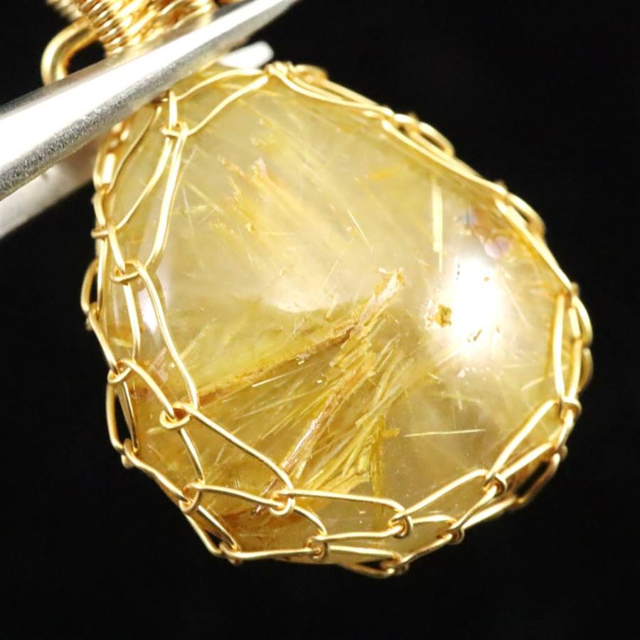 ゴールドルチルクォーツ ワイヤー ペンダントトップ 5.6g 【榎本通商