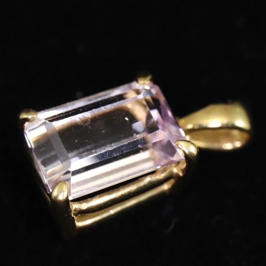 クンツァイト9mmバゲットカット ペンダントトップ K18YG 1.5g 【榎本