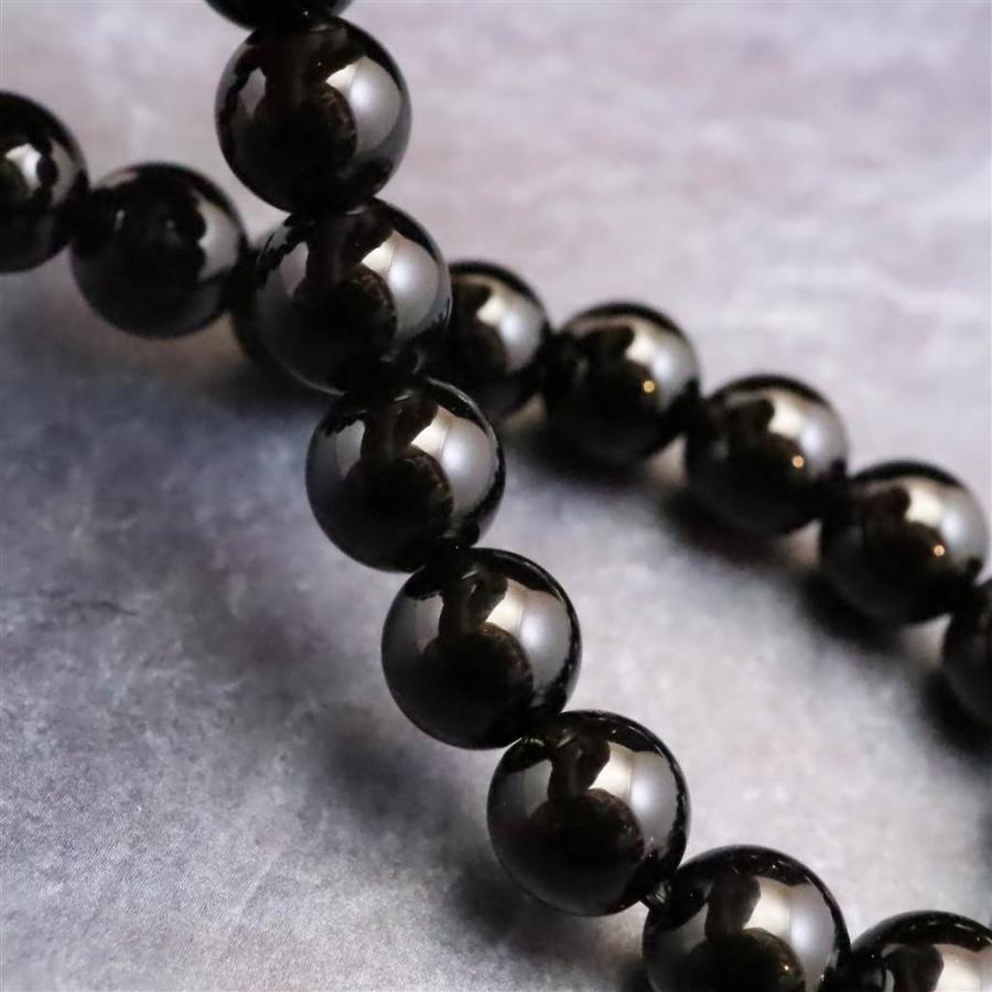 岐阜県産 黒水晶 モリオン 8mm玉ブレスレット　18.9g 【榎本通商27411】の画像