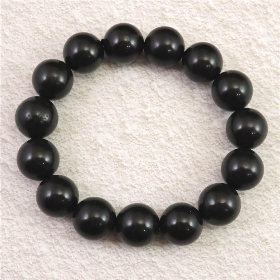 ロシア産 シュンガイト AAグレード 14.5mm玉ブレスレット 72.5g 【榎本