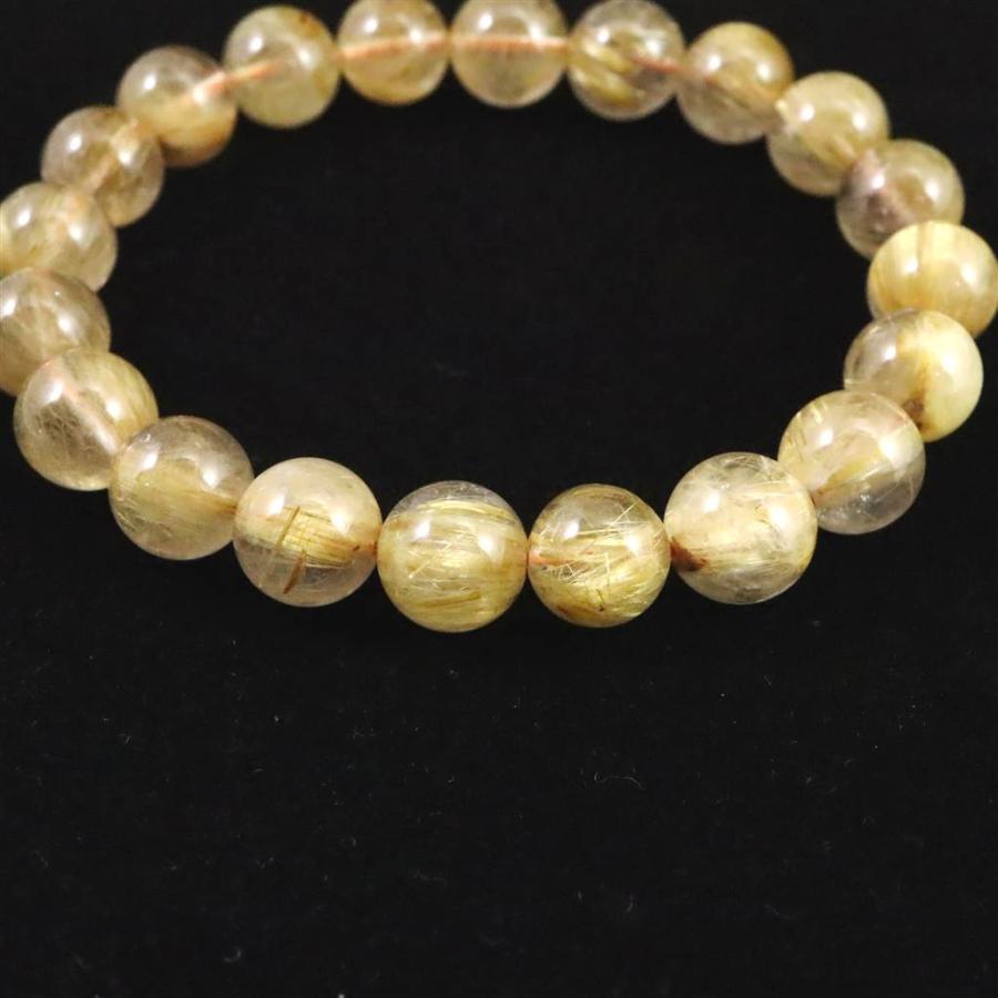 ゴールドルチルクォーツ 3A 9mm玉ブレスレット 24.2g 【榎本通商29509