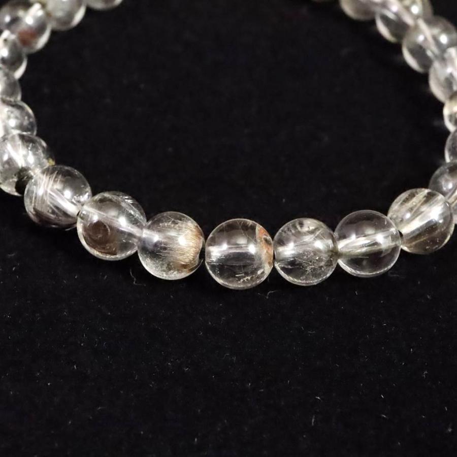 ブラジル産 プラチナ ルチルクォーツ 7mm玉ブレスレット 13.2g
