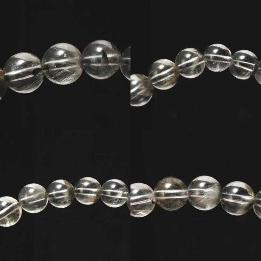 ブラジル産 プラチナ ルチルクォーツ 7mm玉ブレスレット 13.2g 【榎本