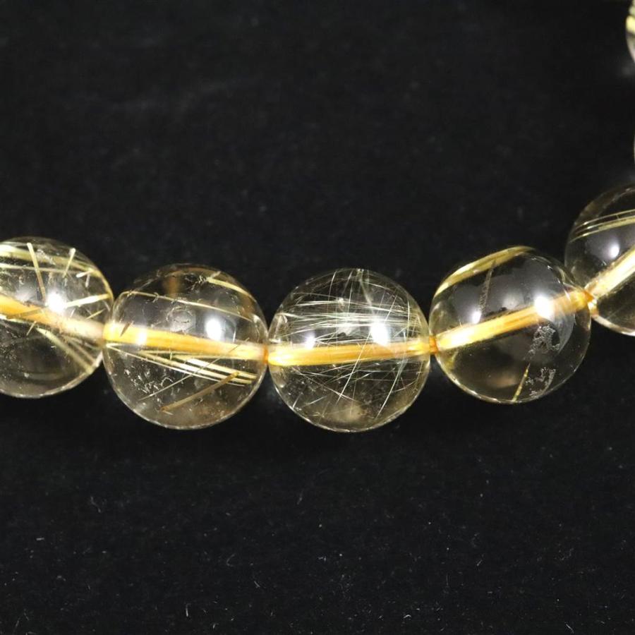 ゴールデンルチルクォーツ (3A) (約10.5～11mm) 高品質] ゴールドルチルクォーツ ブレスレット 10.5-11mm #PM793