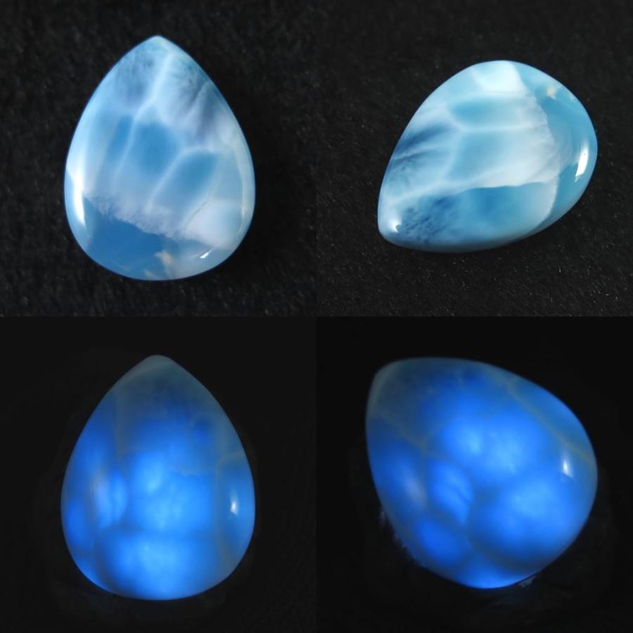 ラリマー  26mmペアシェイプ カボション ルース (SA) 鑑別書付　43.58ct 【榎本通商38186】の画像