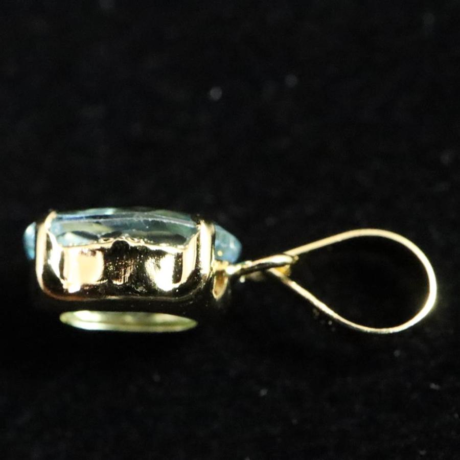 ブルージルコン 7mmオーバルカット ペンダントトップ K18YG 0.44g