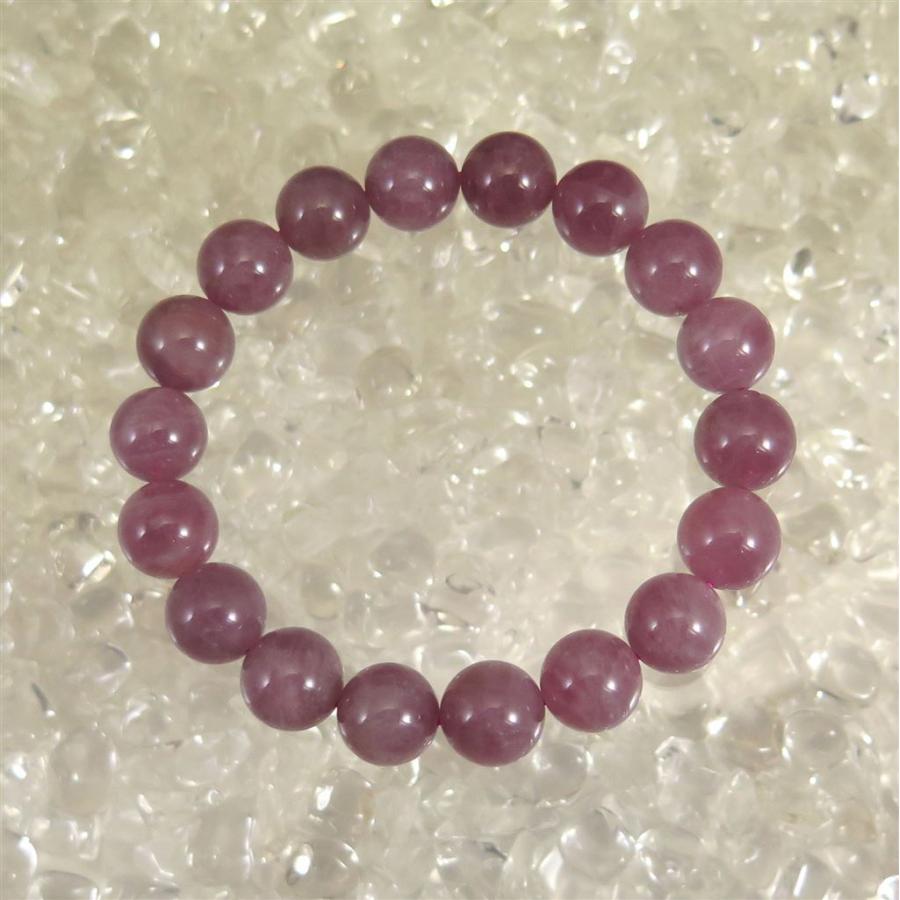 ラズベリークォーツ(ローズクォーツ）　11mm玉ブレスレット 35.1g