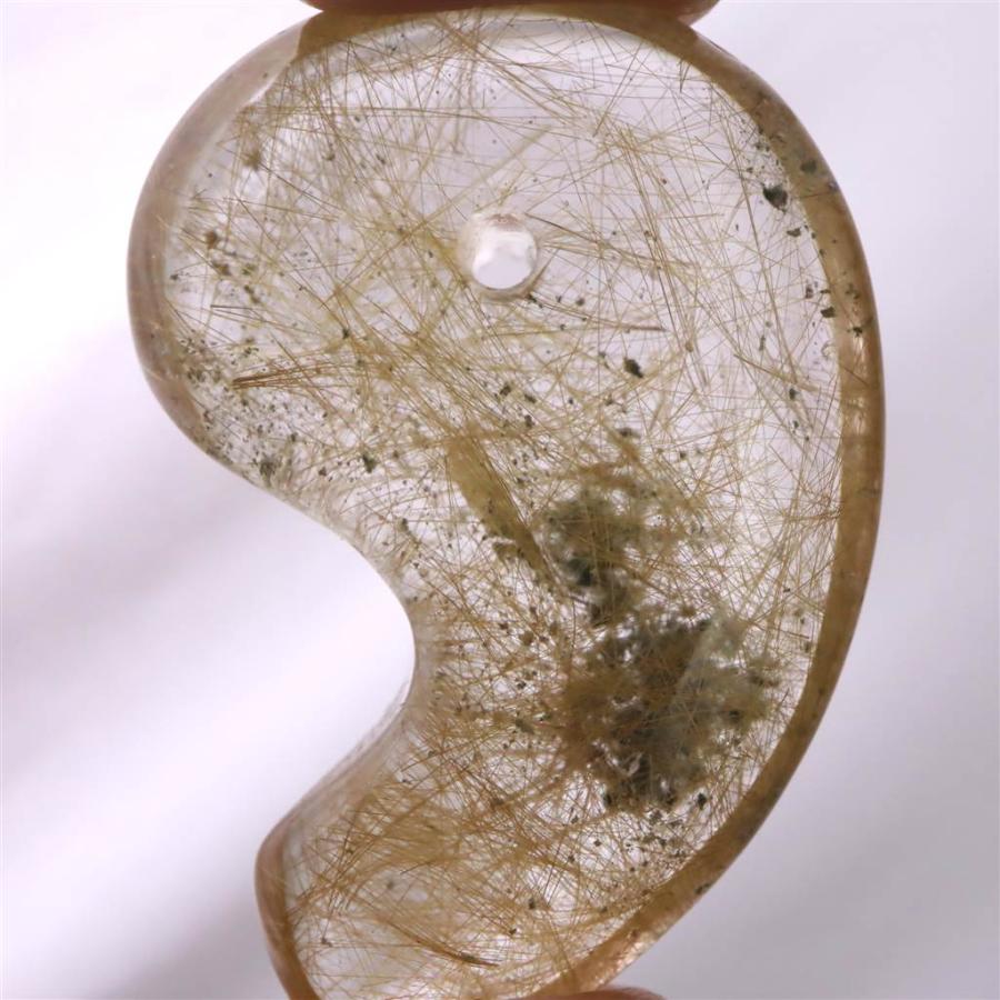 【超希少】最高品質 ヒマラヤ産ゴールドルチル水晶の勾玉(マニハール産)出雲型 ヒマラヤ マニハール産 ゴールドルチル入り 水晶 34mm勾玉 10.5g