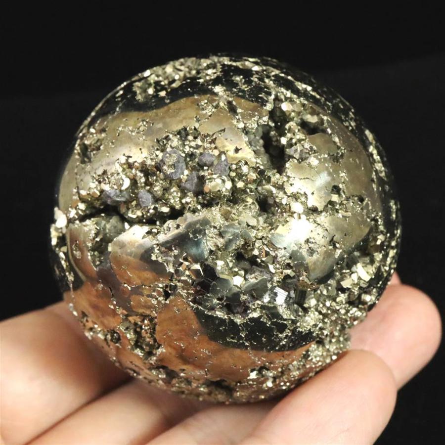 ペルー産 パイライト 黄鉄鉱 53mmスフィア 314g 台付 【榎本通商46512