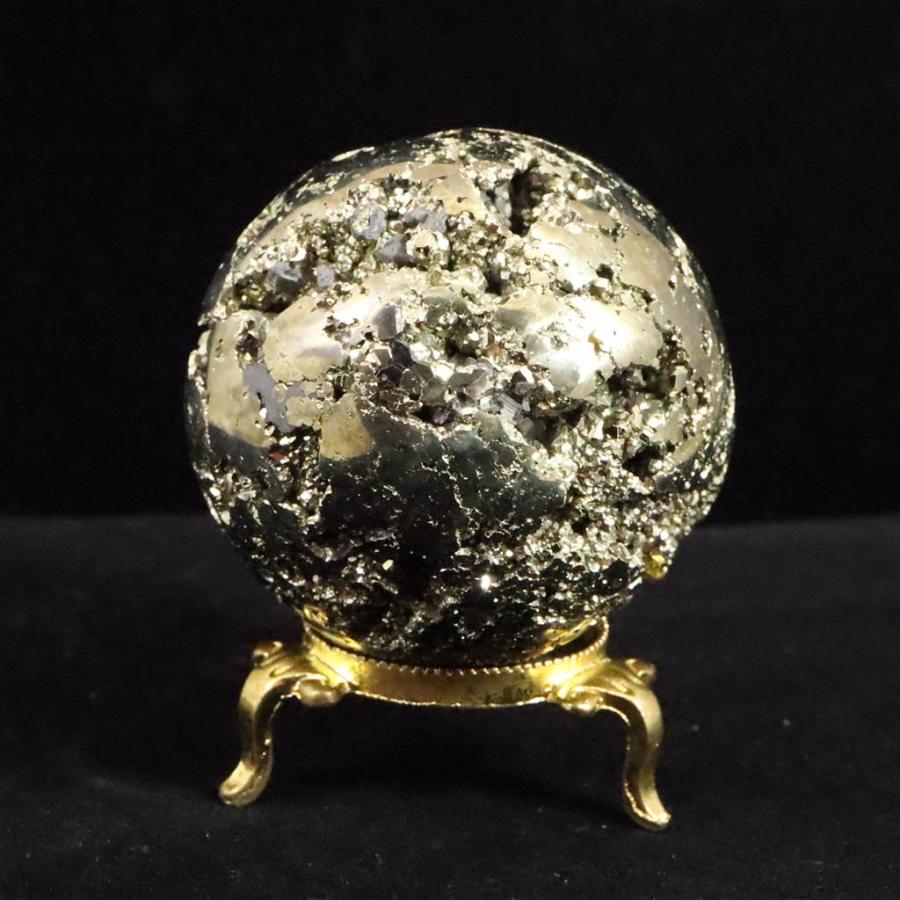 ペルー産 パイライト 黄鉄鉱 53mmスフィア 314g 台付 【榎本通商46512