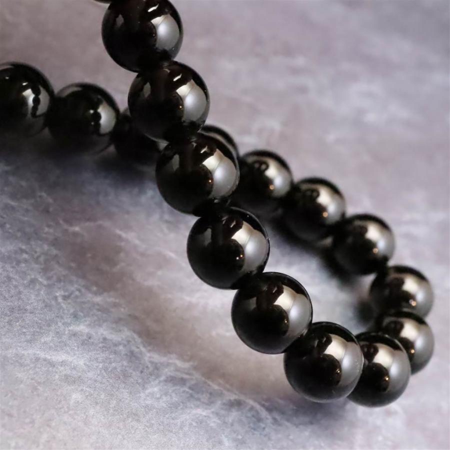 岐阜県産 黒水晶 モリオン 8mm玉ブレスレット　18.9g 【榎本通商48201】の画像