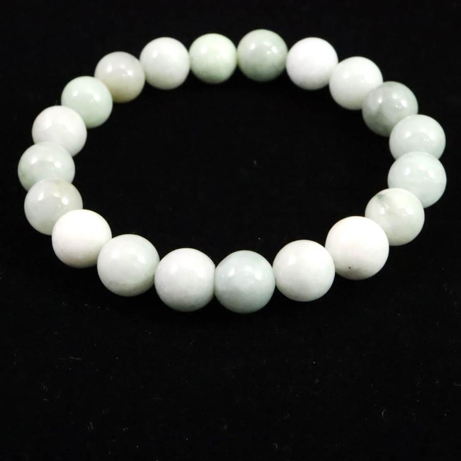 ミャンマー産 翡翠 ヒスイ 薄緑・ホワイト 10mm玉ブレスレット