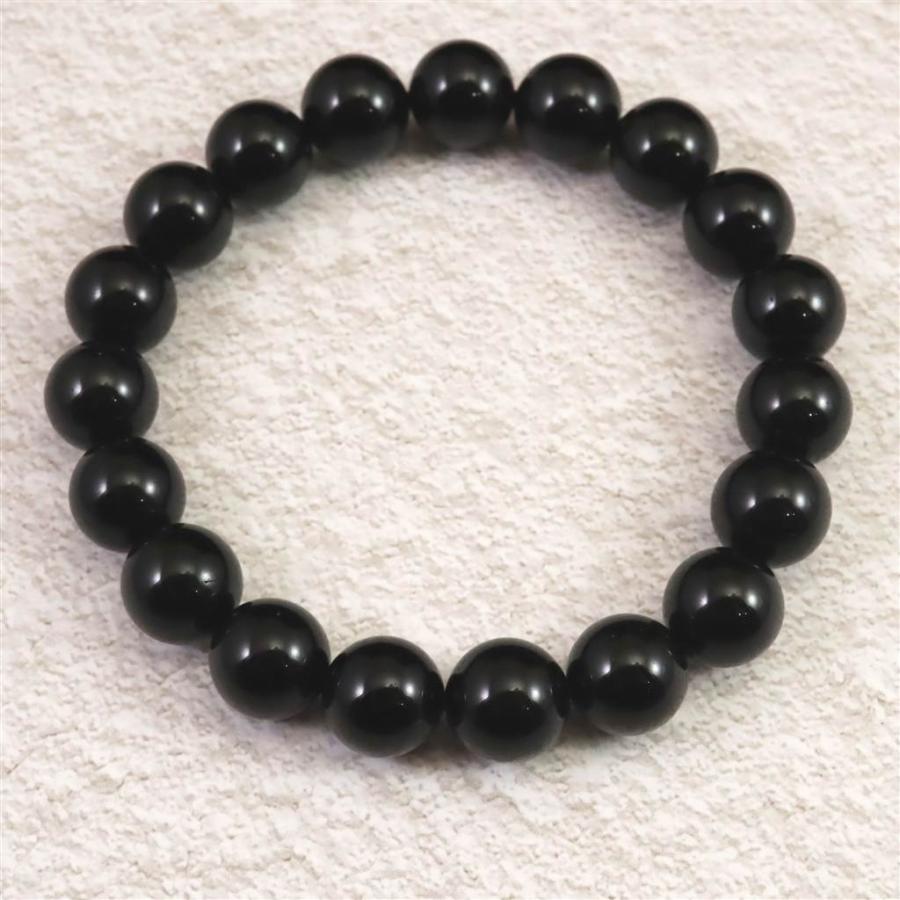 チベット産 天然モリオン水晶 4A 10mm玉 ブレスレット 30.6g 【榎本