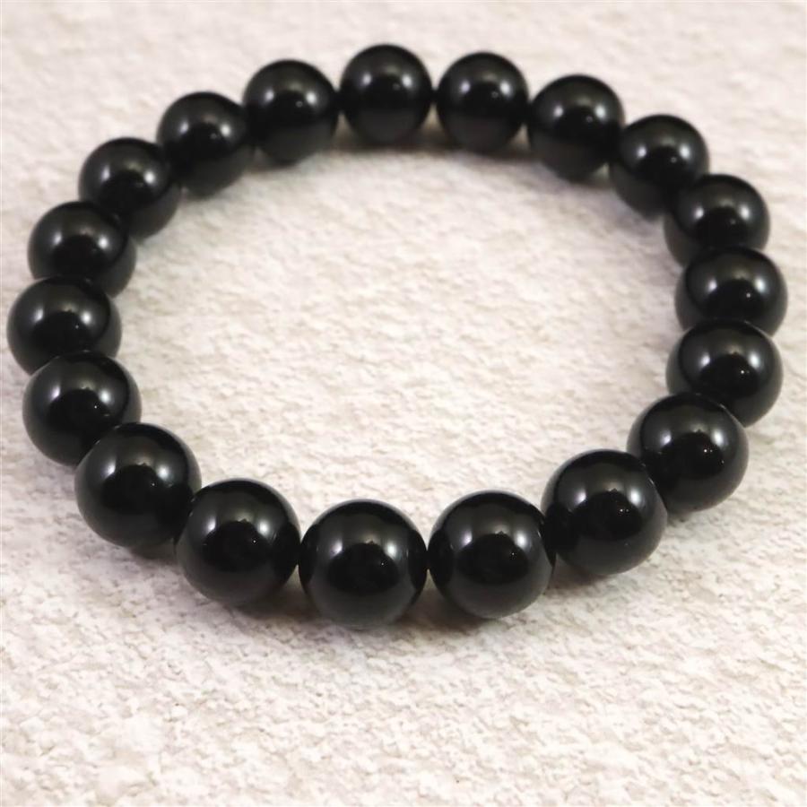 チベット産 天然モリオン水晶 4A 10mm玉 ブレスレット 30.6g 【榎本