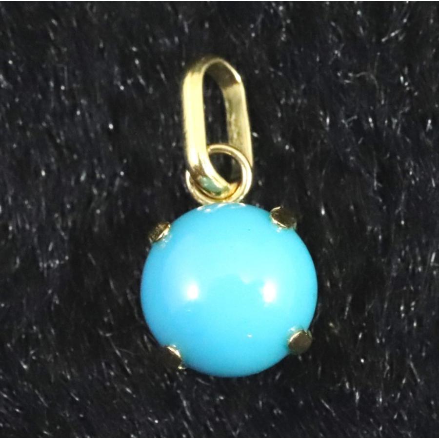 ターコイズ　スリーピングビューティー鉱山産　5.5mmラウンド　ペンダントトップ　K18　0.37g