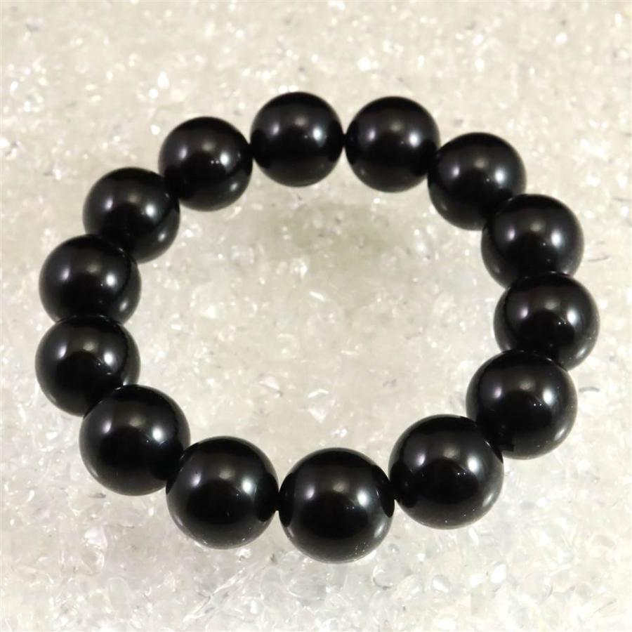 チベット産 天然モリオン水晶(4A) 16mm玉 ブレスレット 80.0g 【榎本 