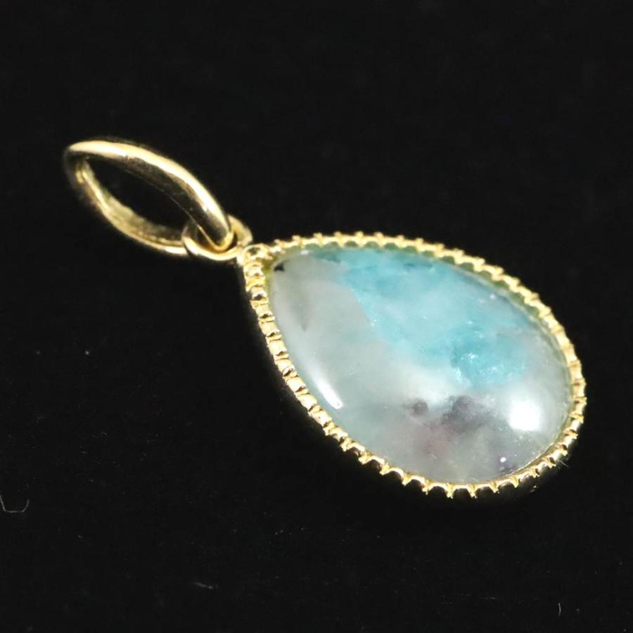 K18YGパライバトルマリンインクォーツ2.563ctペンダントトップ パライバトルマリンインクォーツ 10mmペアシェイプ ペンダント