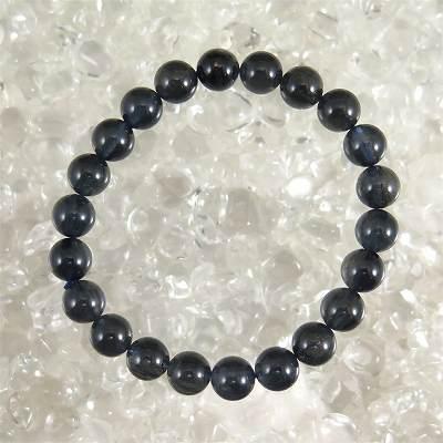 ブルーアクチノライト入り水晶　9mm玉ブレスレット 20.6g