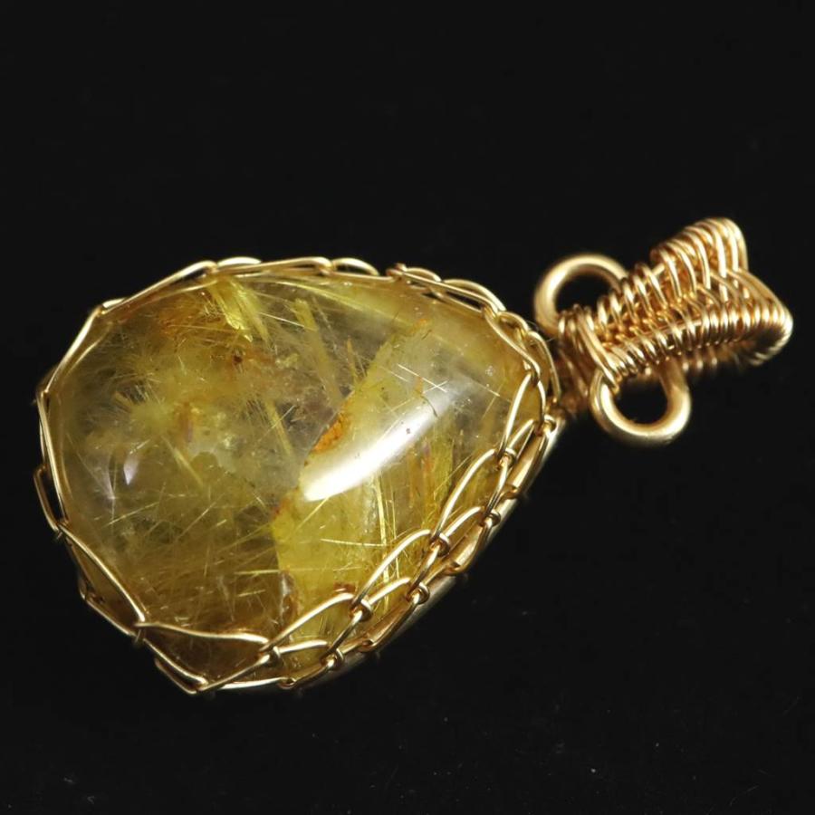 ゴールドルチルペンダントトップ ゴールドルチルクォーツ ワイヤー ペンダントトップ 4.54g 【榎本通商