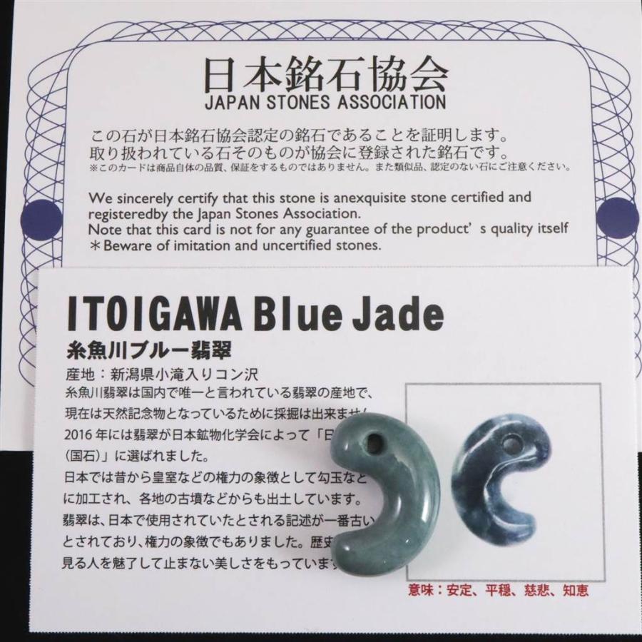 糸魚川翡翠 ヒスイ 小滝コン沢産 24mm勾玉 ブルー 証明書付 5.2g