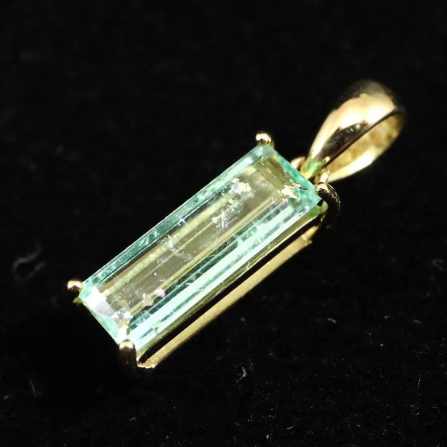 パライバトルマリン 10mmバケットカット ペンダントトップ K18YG 0.84g 