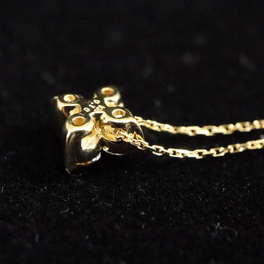 天然ダイヤモンド 0.16ct クロス ペンダント K18YG 0.48g Type.B 