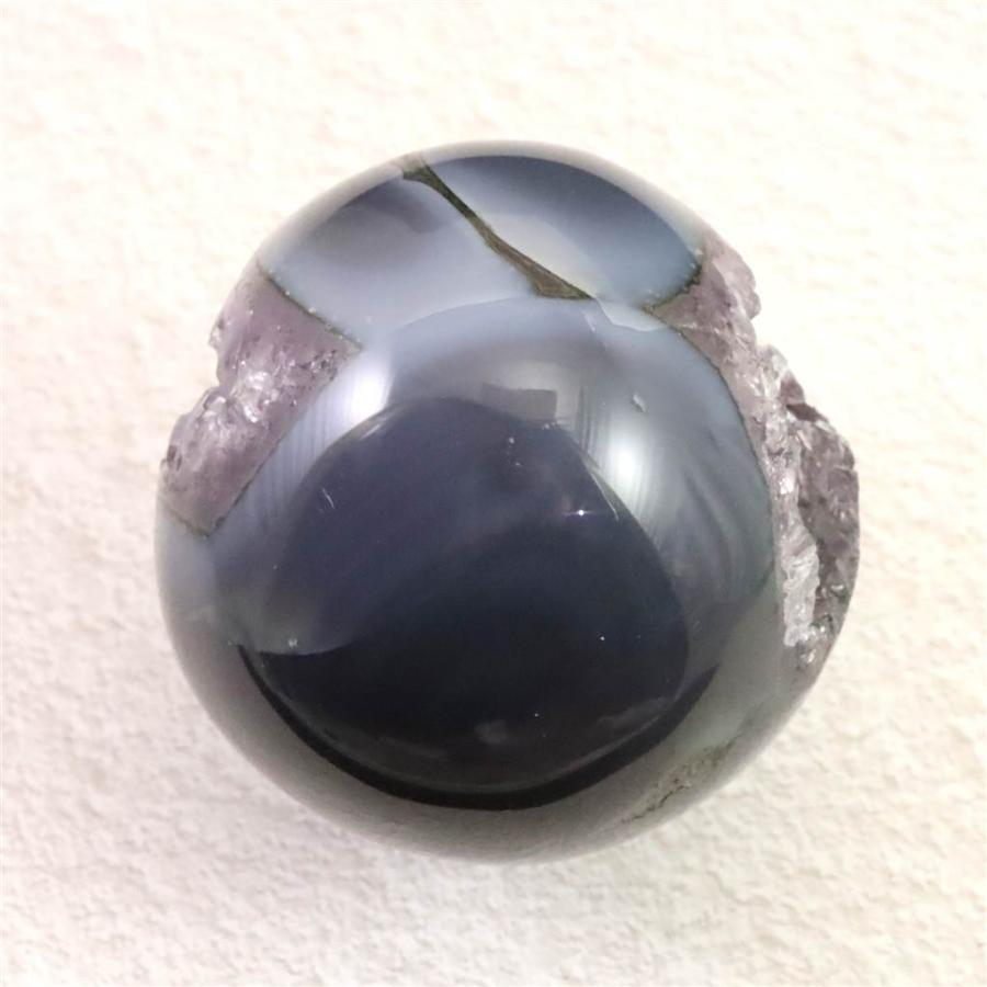 ブラジル産 アメジスト 63mmスフィア 丸玉 笑口 台付 270g 【榎本通商